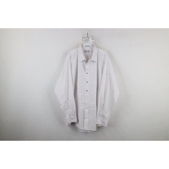 Vintage 90s Streetwear Mens 2XL 36/37 Ruffled Tuxedo Prom Collared Button Shirt - Picture 1 of 16